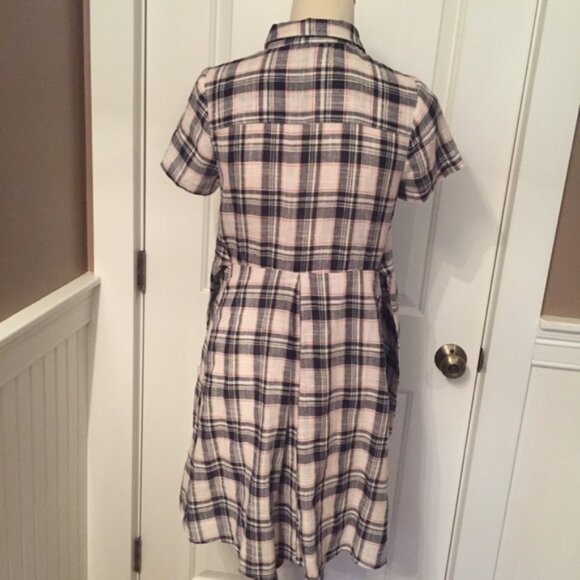 11•1•TYLHO ANTHROPOLOGIE DRESS BLACK WHITE PLAID SHIRT STYLE Size XS - Picture 3 of 7